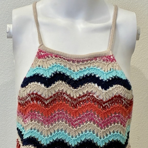 Lulus Chevron Crochet Boho Cropped Tank Top Size L Summer Festival Coachella - Picture 2 of 11